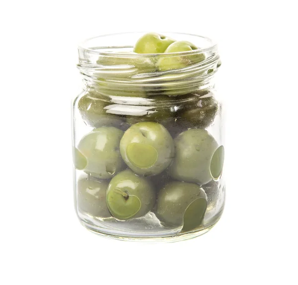 Nakládané zelené olivové ovoce — Stock fotografie