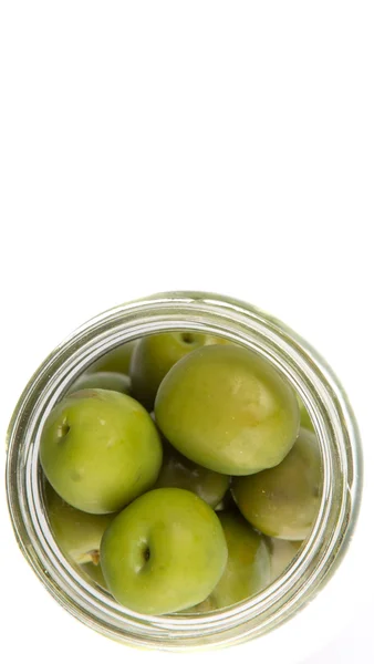 Fruta de azeitona verde em conserva — Fotografia de Stock