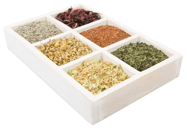 Set de té de hierbas secas — Foto de Stock