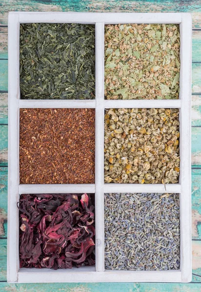 Set de té de hierbas secas — Foto de Stock