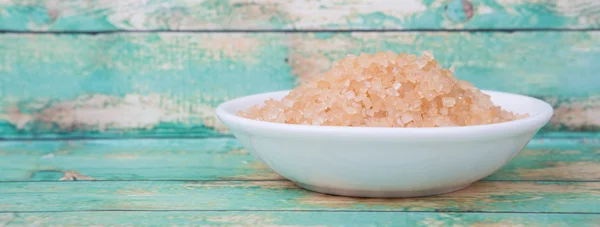 Brown sugar in white bowl — Stock Photo, Image