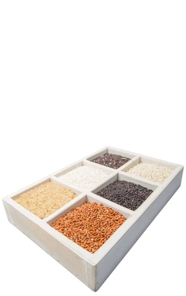 Arroz y Mijo en una caja — Foto de Stock