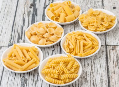 Çeşitli makarna şekilleri