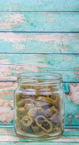 Nakládané Chili v Mason Jar — Stock fotografie