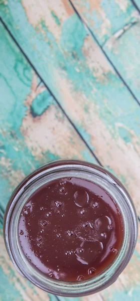 Raspberry Curd In Jar — Stockfoto