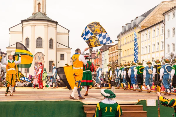 Traunstein,Germany,Bavaria, April 06th, Historical sword dance at the Georgirittes in Traunstein on the Easter Monday — Stock Photo, Image