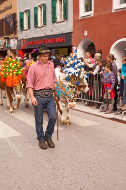Kufstein / Avusturya / Tirol-Eylül 19: Çiftçi ile dekore c