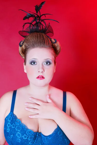 Portrait of Plus Size Models with elaborate hairstyle — Stock Photo, Image