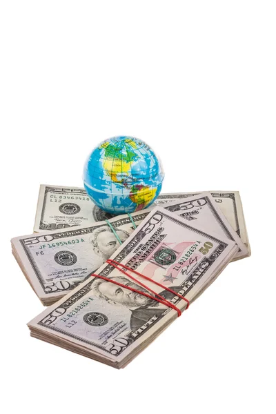Globe on american dollars — Stock Photo, Image