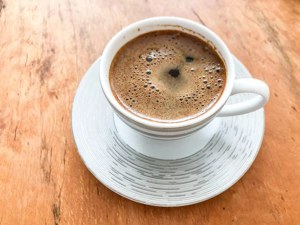 Closeup Cup Turkish Coffee Wooden Table — Zdjęcie stockowe