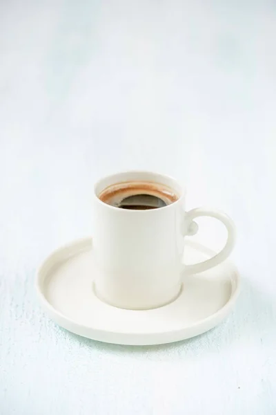 Tasse Blanche Café Turc Sur Une Table Bois Avec Espace — Photo