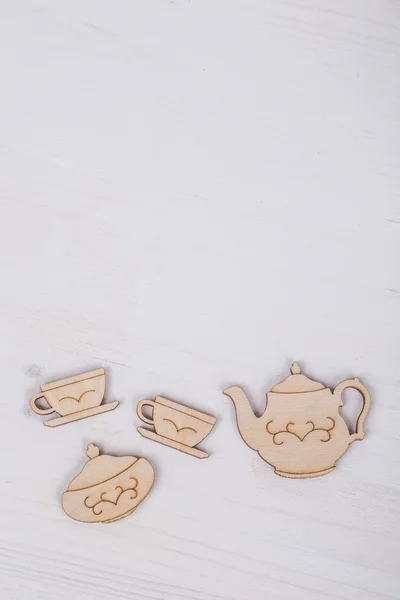 Шаблон на день матери с чашкой чая и чайник — стоковое фото