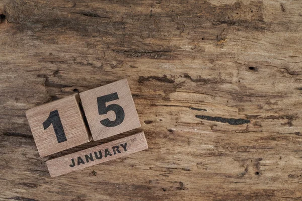 Calendario de madera para enero con espacio para copias —  Fotos de Stock