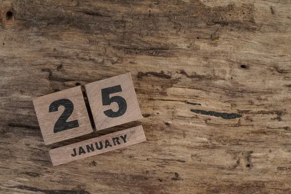 Calendario de madera para enero con espacio para copias — Foto de Stock