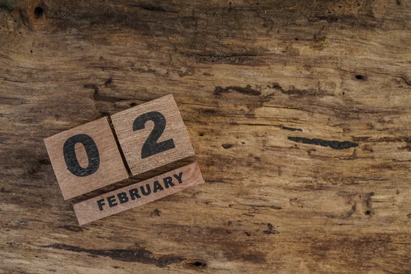 Calendario cubo para febrero en madera — Foto de Stock