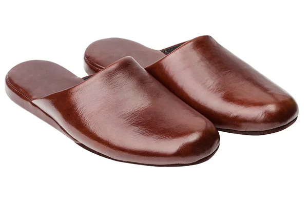 Leather slippers isolated on white — Stock Photo, Image