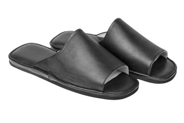 Beyaz izole deri terlikler