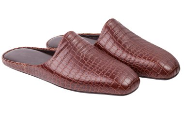 Beyaz izole deri terlikler