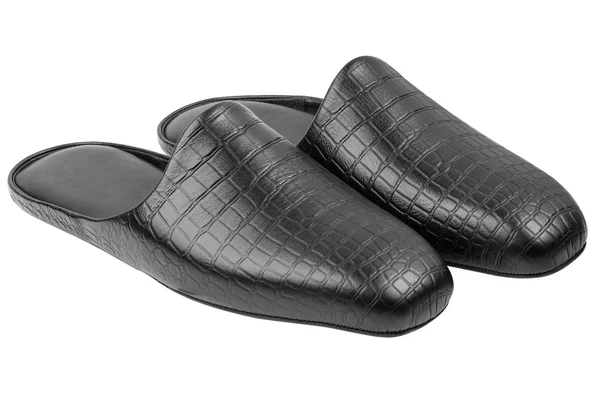 Leather slippers isolated on white — Stock Photo, Image