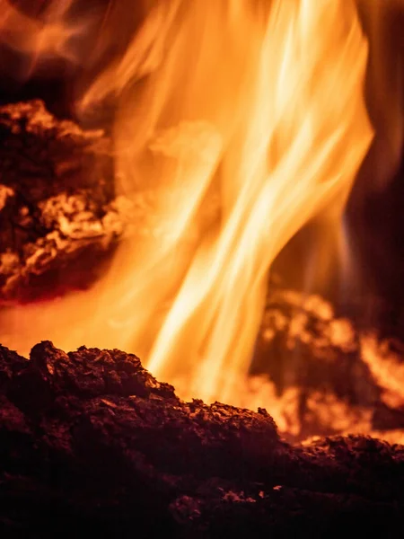 Texture Feu Bois Brûlant Dans Cheminée Fond Abstrait Flamme Forme — Photo