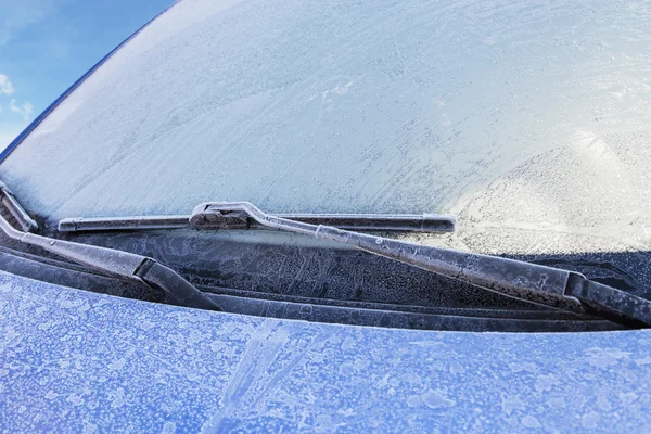 Frozen front windshield of car — Stock Photo, Image