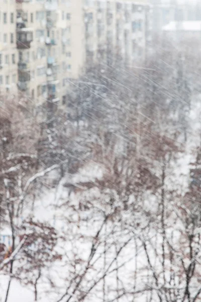 Sneeuwval in de stad — Stockfoto