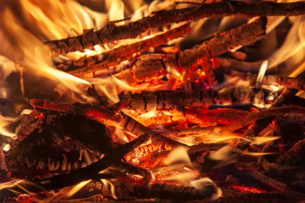 Burning billets in hot stove — Stock Photo, Image