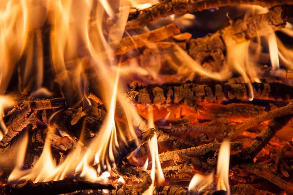 Burning billets in hot stove — Stock Photo, Image