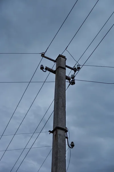 Electric pole power lines — Stock Photo, Image