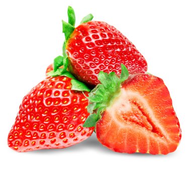 Çilek beyazda izole edilmiş