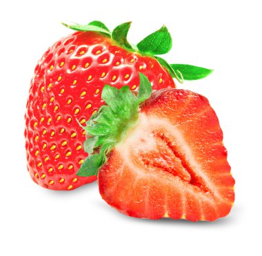 Çilek beyazda izole edilmiş