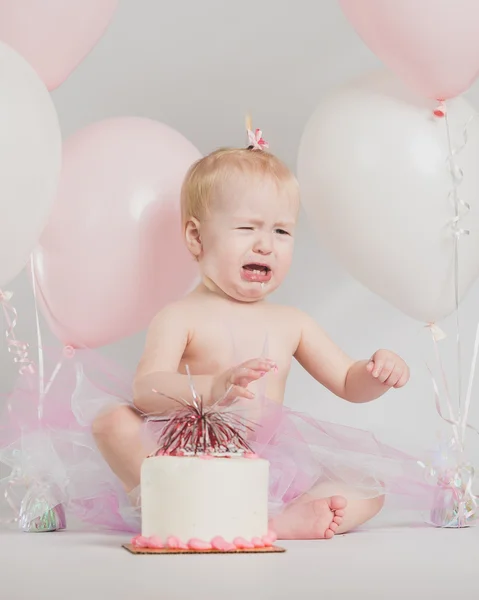 Ett år gammal födelsedag porträtt — Stockfoto