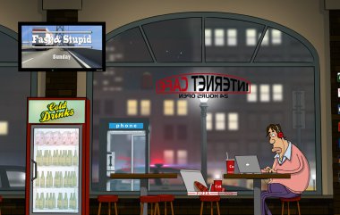 Internet Cafe (gece komik bir gün)