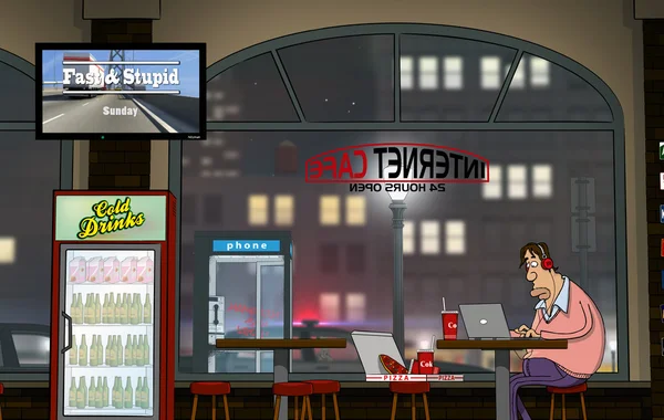 Internet Cafe (gece komik bir gün)