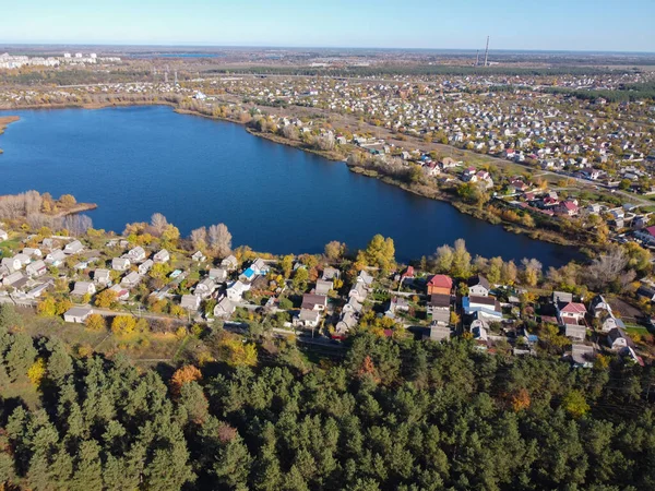 Paysage Avec Eau Une Hauteur Vue Sur Rivière Haut Terre — Photo