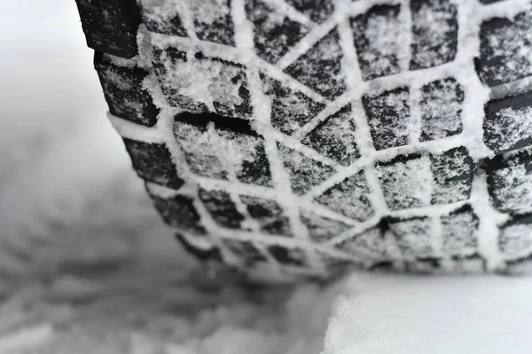 Opon Śniegu Ochraniacz Opon Śniegu Ślady Opon Zimowych — Zdjęcie stockowe