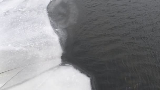 Glace Sur Rivière Eau Glacée Beaux Floes Glace Glace Fond — Video