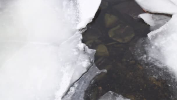 河里的冰 冰冷的水美丽的浮冰 冰融化了 — 图库视频影像