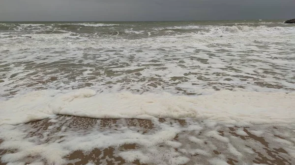 Vagues Mer Mousse Mer Rivage Vagues Tempête Sur Océan — Photo