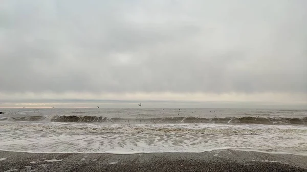 Vlny Moři Mořská Pěna Břeh Vlny Bouře Oceánu — Stock fotografie