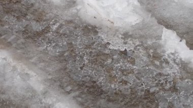 Buzda desen var. Buzlu cam doğal desen yakın çekim. Kış penceresinde buz ve güneş. Pencere yüzeyinde siyah ve beyaz buz deseni var. Tasarım için soyut arkaplan ve doku. Soyut Buz dokusu Kış arkaplanı