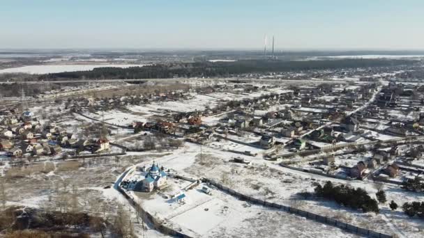 Vlucht Bevroren Meer Breken Ijs Plattelandsdorp Litouwen Luchtfotografie Tijdens Het — Stockvideo