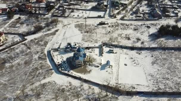 Vlucht Bevroren Meer Breken Ijs Plattelandsdorp Litouwen Luchtfotografie Tijdens Het — Stockvideo