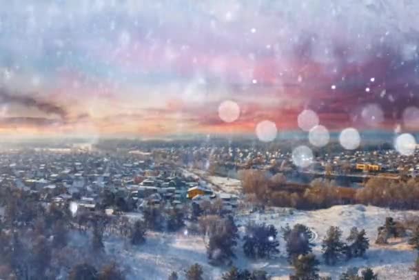Bajeczny Zimowy Krajobraz Śnieg Natura Zimowy Świąteczny Nastrój Piękna Przyroda — Wideo stockowe