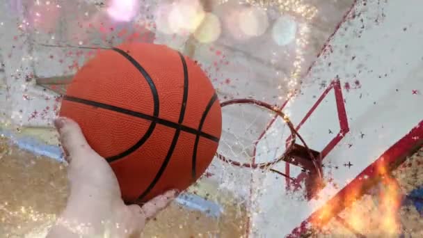 Ринг Вылетел Баскетбольный Мяч Баскетбол Баскетбольное Кольцо Баскетбол Спортзале Современная — стоковое видео