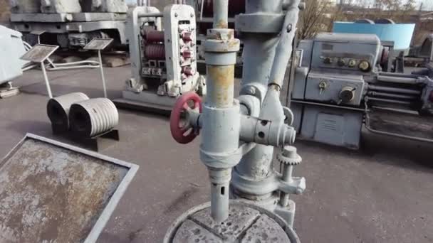 Mechanische Industrie Oude Machines Draaibank Oude Machineapparatuur Fragment Van Een — Stockvideo