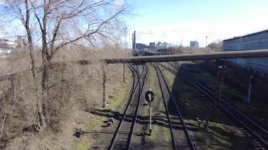 Santralin bölgesi. Sanayi bölgesi. Metalurji fabrikasının avluları
