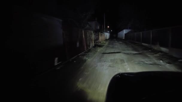 Conduciendo Por Noche Coche Dentro Del Coche Por Noche Vista — Vídeo de stock