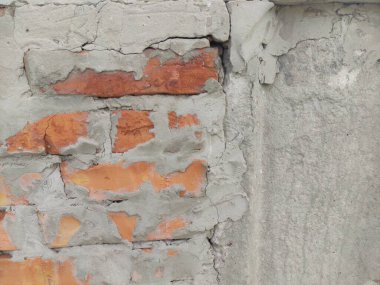 Kırmızı tuğla ve beton. Duvar dokusu. gri beton ve tuğla işi