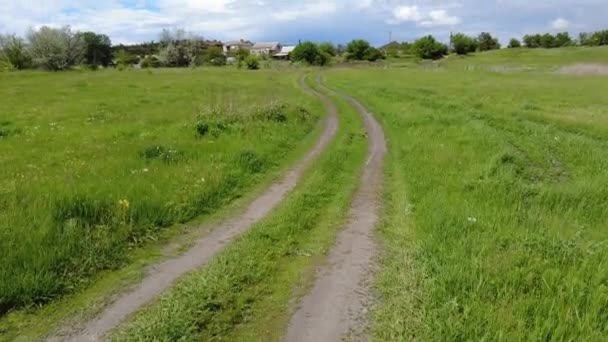 Prachtig Landschap Met Wolken Groen Gras Blauwe Lucht Lente Natuur — Stockvideo